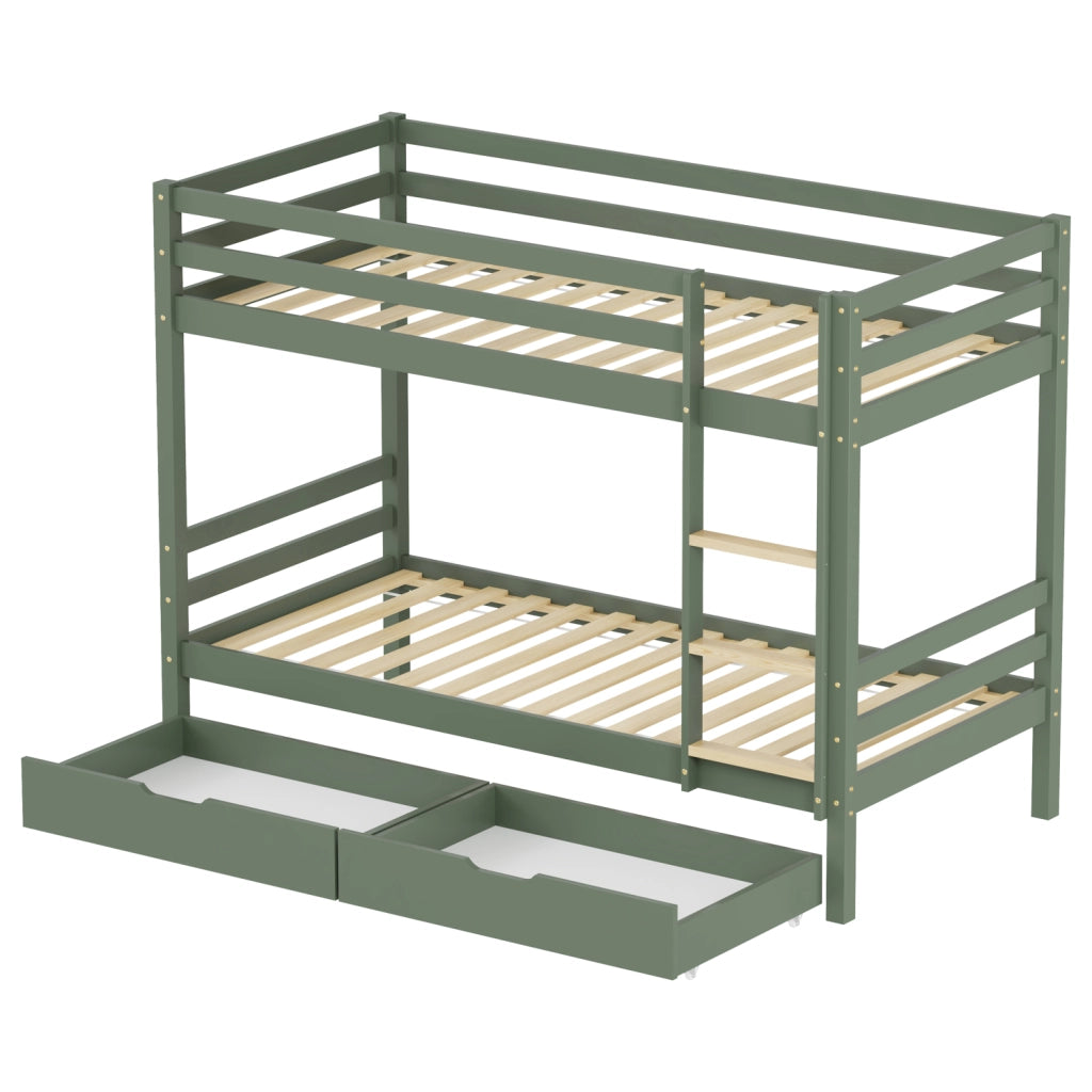 Letto a castello per bambini 190x90 cm verde con cassetti AMBER