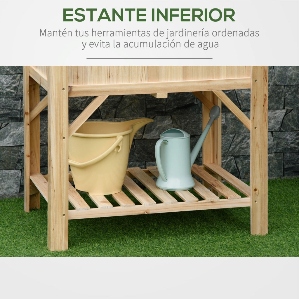 Tavolo da coltivazione in legno ¨C Zephmum ¨C 78.5x58x81 cm, colore naturale, con ripiano inferiore