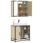 Set Mobili da Bagno 2 pz Rovere Sonoma in Legno Multistrato