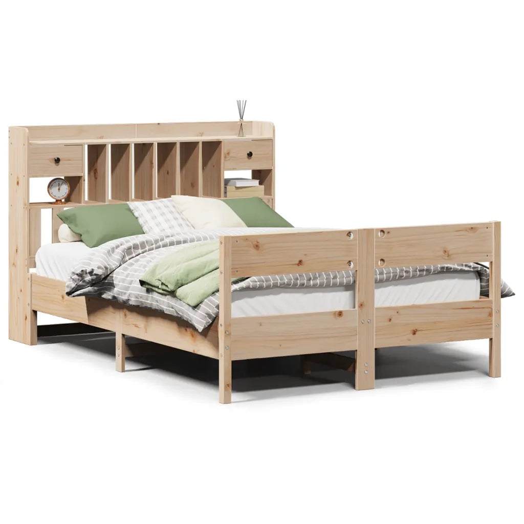 Letto Libreria senza Materasso 140x190 cm in Legno di Pino 3323038