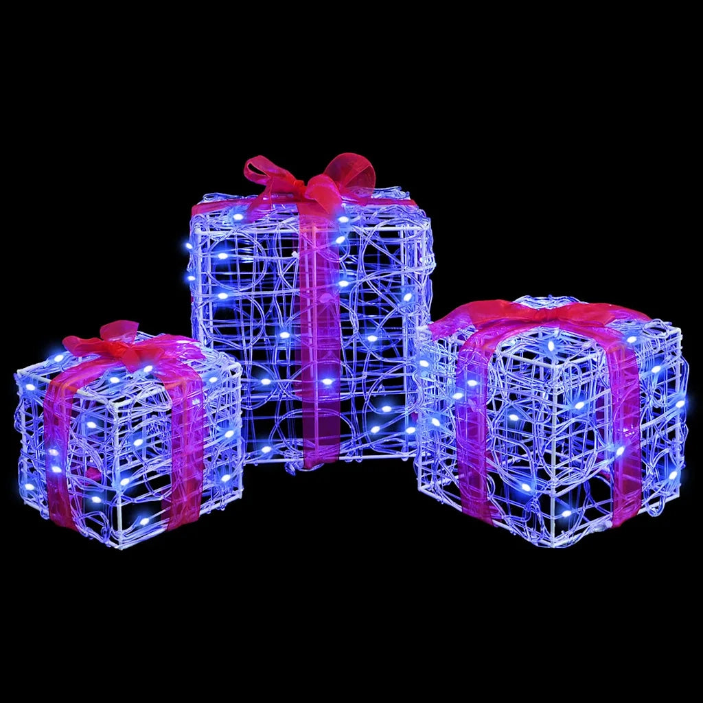 Scatola Regalo 3 pz 60 LED Blu 20 x 20 x 20 cm Acrilico 42019093