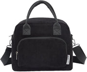 Borsa isolante per donne e uomini, 12L grande borsa frigorifera, borsa pranzo riciclabile, tascapane corduroy carini per lavoro, picnic, spiaggia e viaggi (12L, nero)