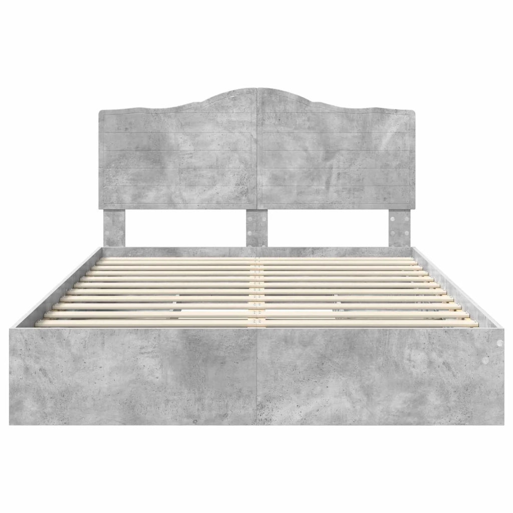 Letto con Contenitore con testiera Grigio cemento 150 x 200 cm