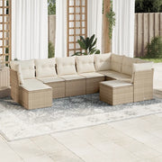 Set Divano da Giardino 9 pz con Cuscini Beige in Polyrattan 3250407