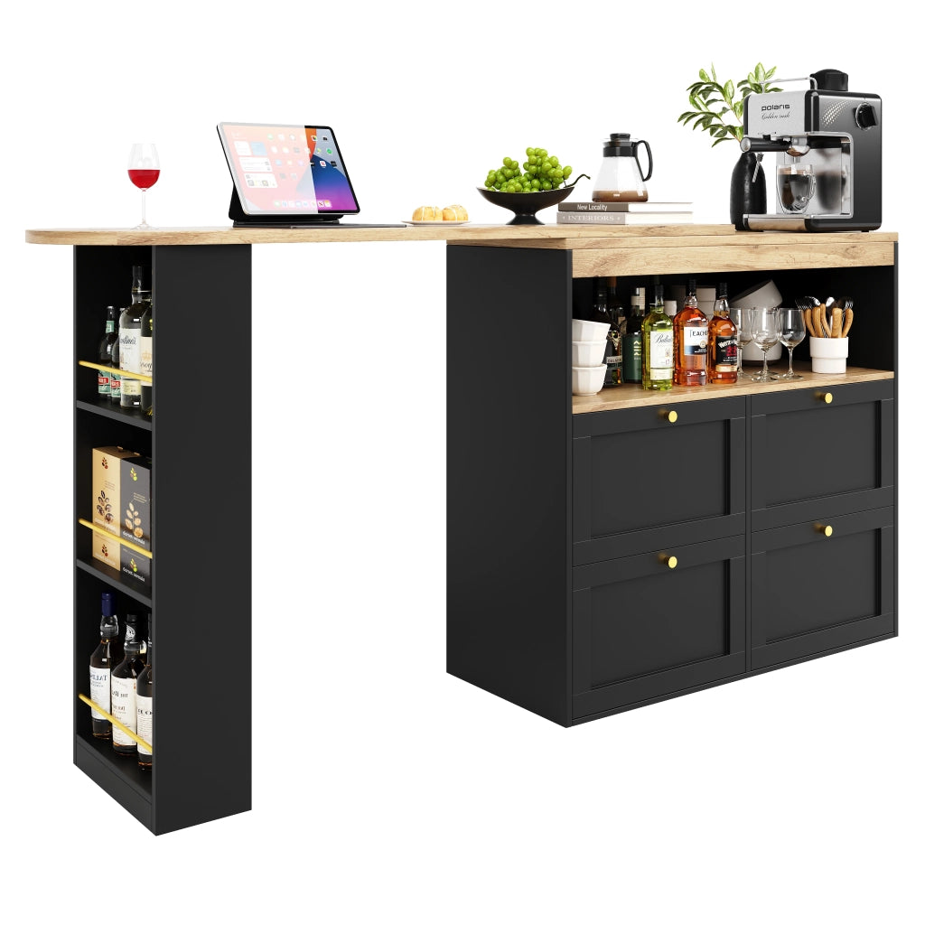 Tavolo Bar Girevole 360¡ã con Cassetti e Ripiani ¨C MINIMAL ¨C 105x39x102 cm
