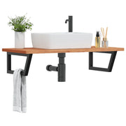 vidaXL Ripiano a Parete per Lavabo in Acciaio e Massello di Faggio
