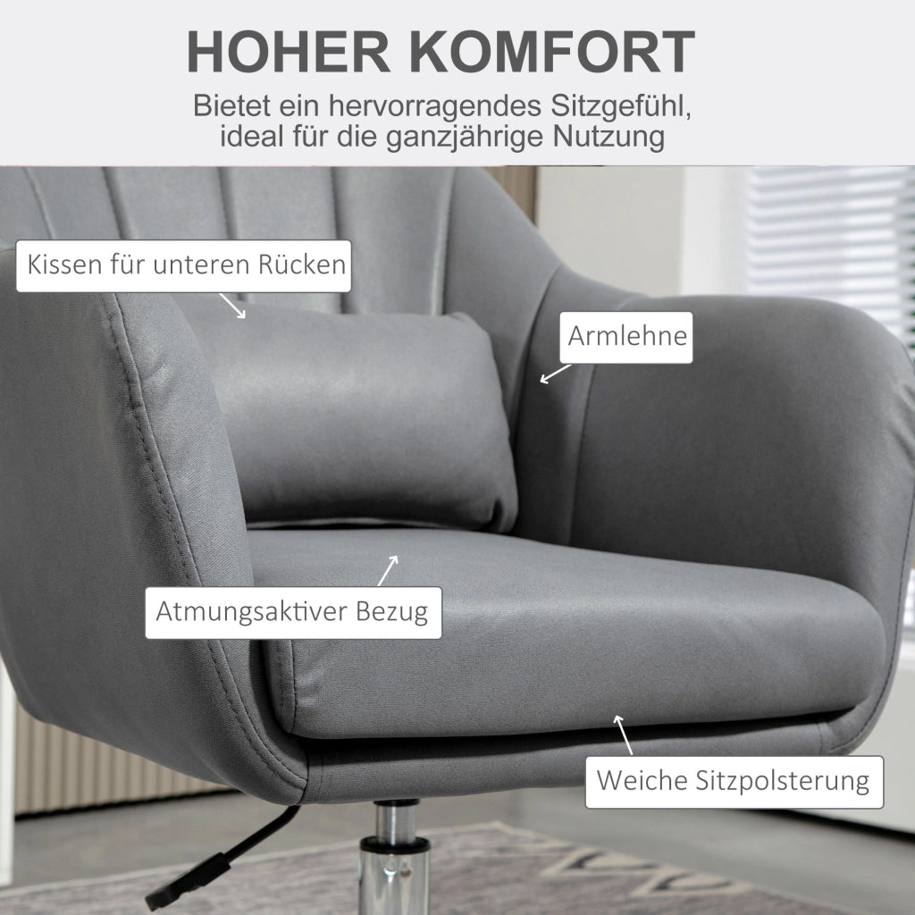 Sedia da ufficio girevole e regolabile in altezza ¨C zephmum ¨C Poliestere, metallo, grigio scuro, 60x60x79-91 cm