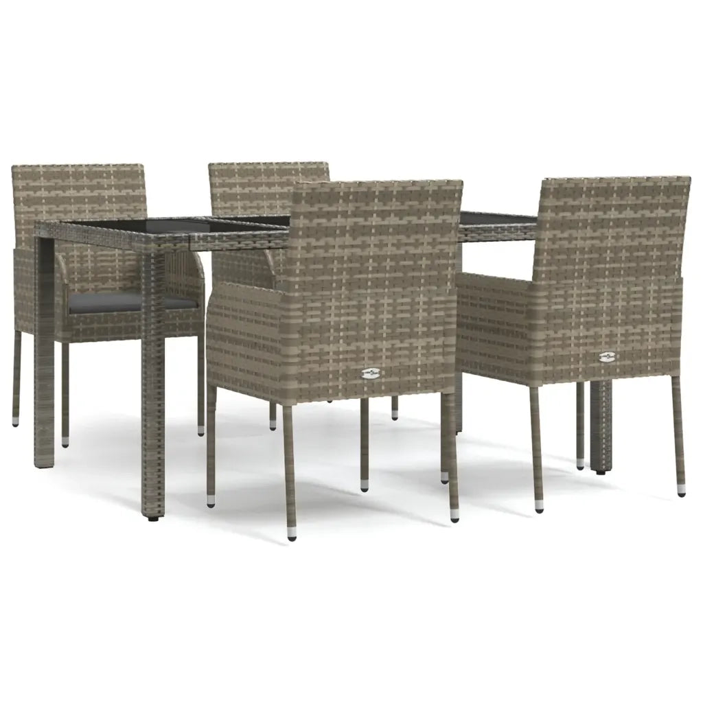 Set da Pranzo da Giardino 5 pz con Cuscini in Polyrattan Grigiocod mxl 124399