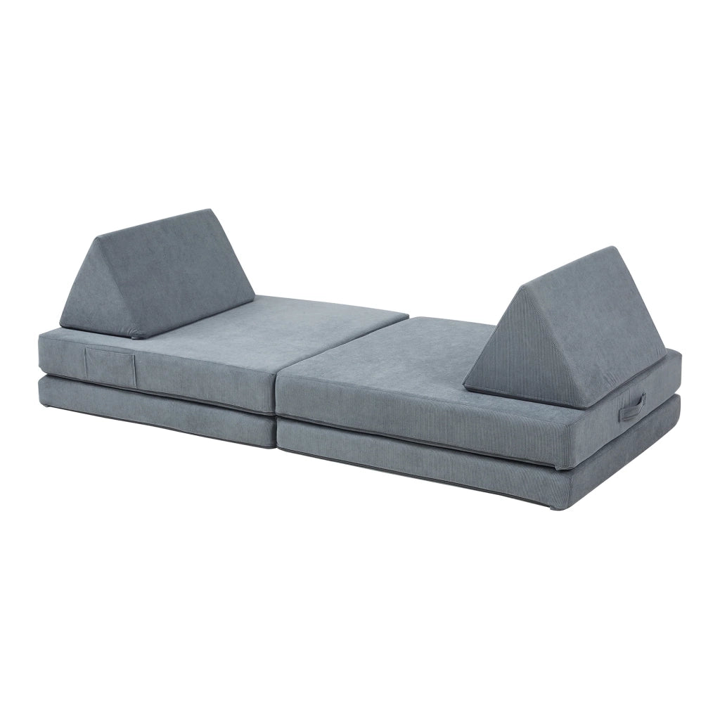 Set divano e poltrona da gioco in velluto a coste 5 pezzi 150 x 66 x 46 cm grigio 03_0009147