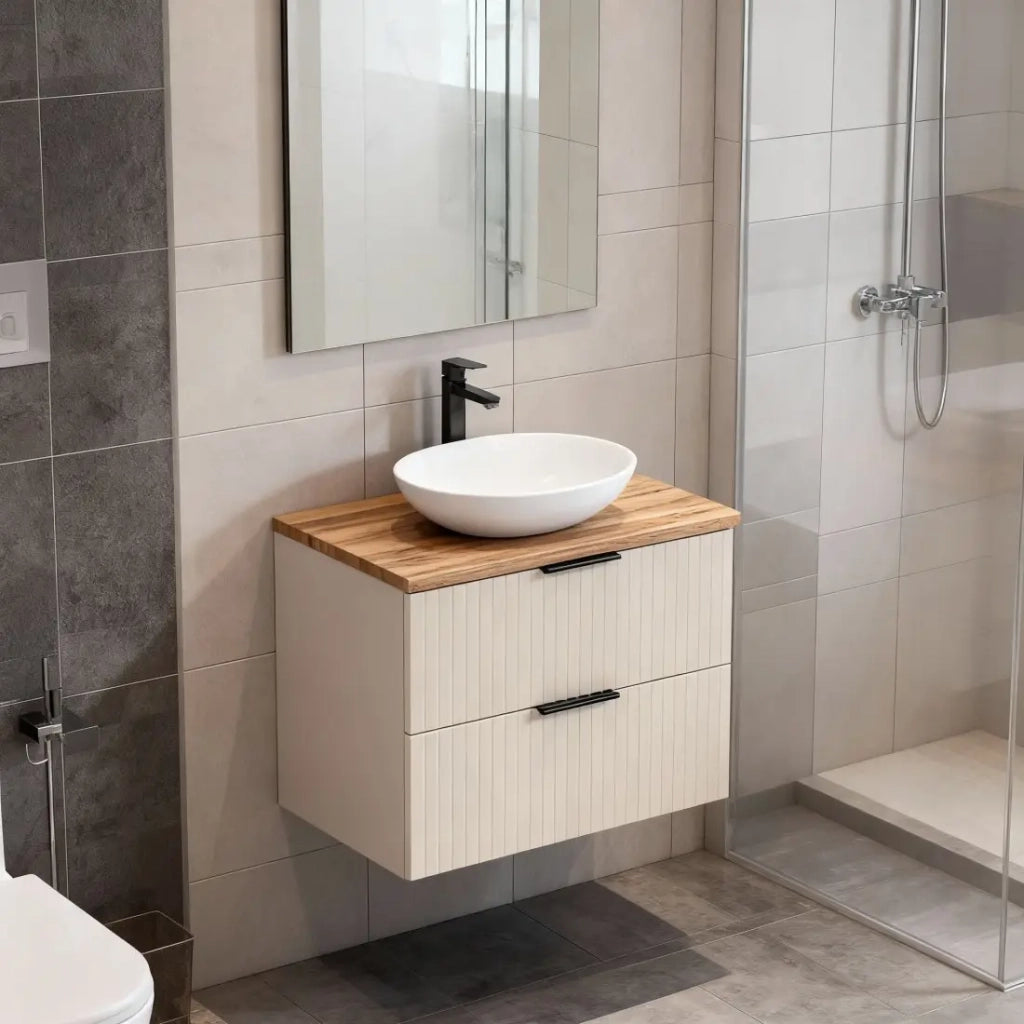 Set da bagno NOXERA 60 cm – Marrone congo & wotan – piano per lavabo