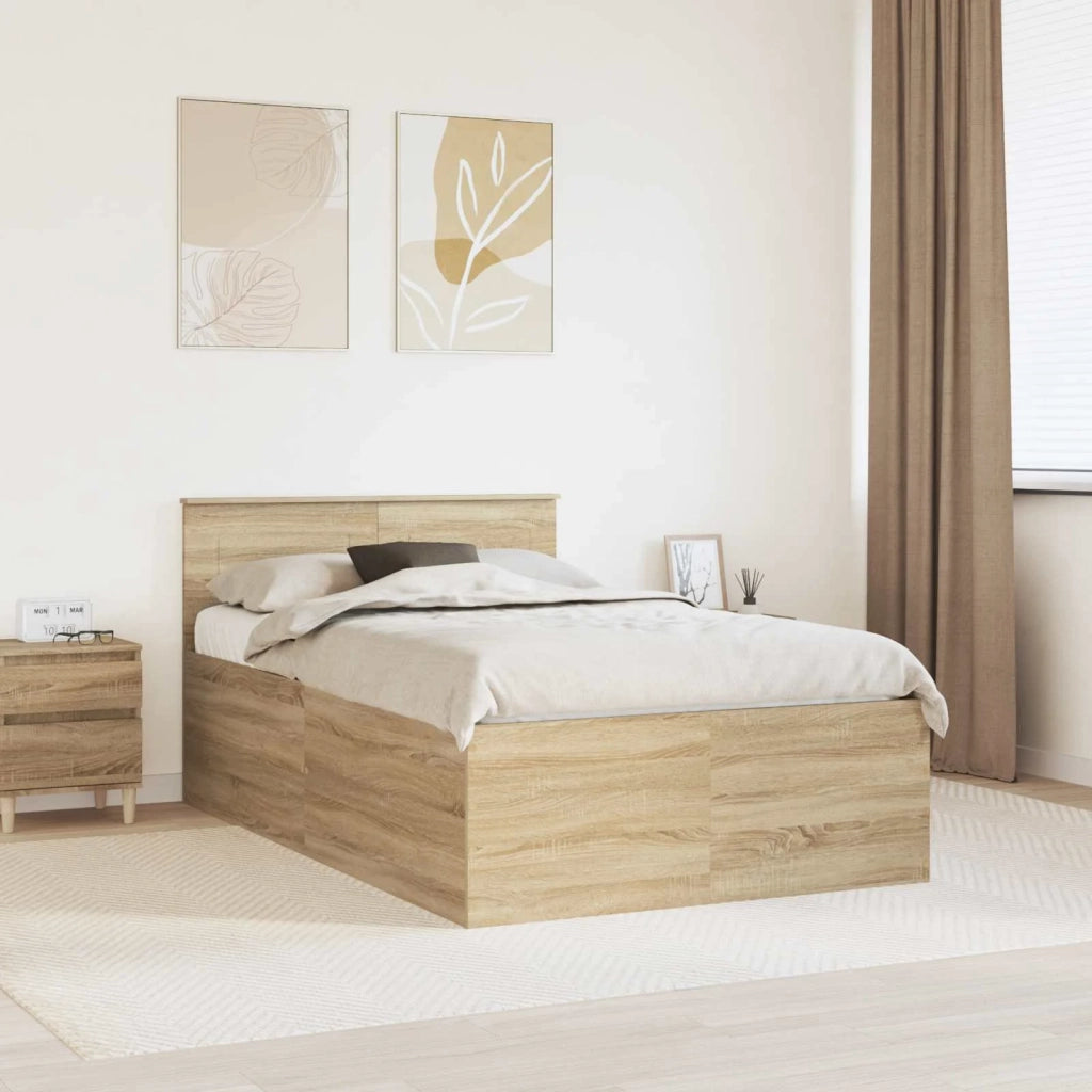 Struttura del letto con testiera Rovere Sonoma 135 x 190 cm 3408587