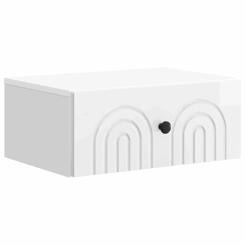 Mobiletto da notte a muro Bianco Lucido 49 x 34,5 x 20 cm 898113