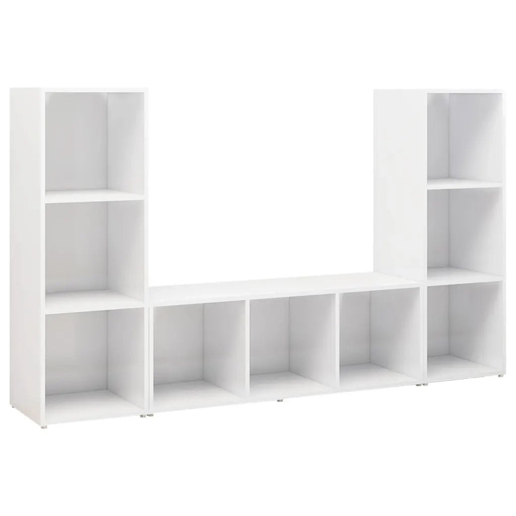 Mobili TV 3 pz Bianchi 107x35x37 cm in Legno Multistrato
