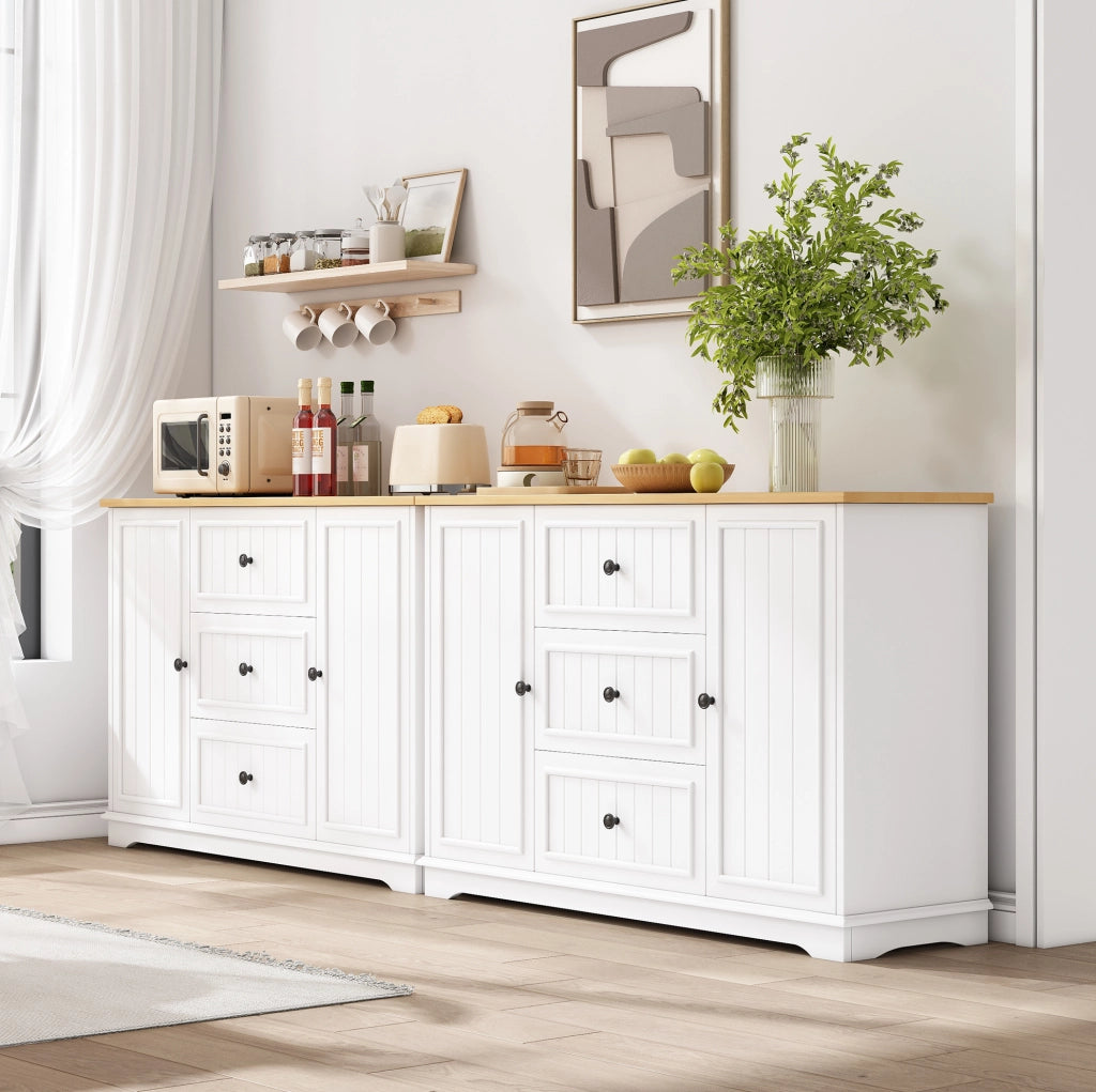 Credenza da pranzo 126x40x86 cm in MDF bianco, 3 cassetti