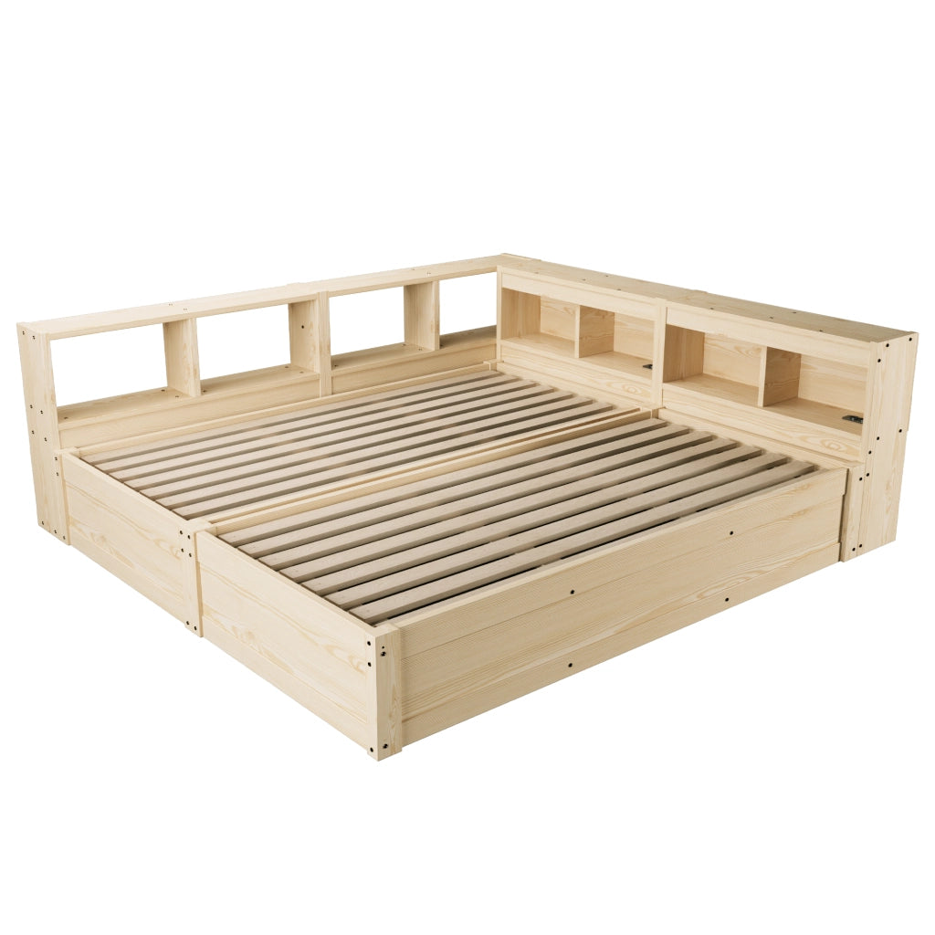 Letto Estraibile 90/180 x 200 cm; Letto Singolo - LED; Presa; Contenitore - MDF