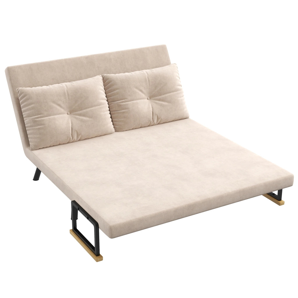 Divano letto 2 posti in velluto ¨C zephmum ¨C Naturale Beige Nero