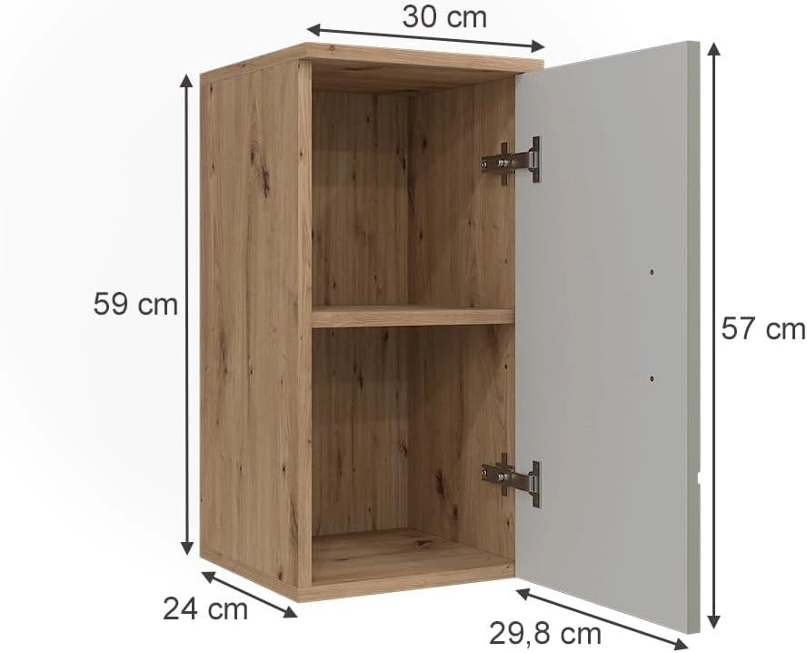 mobiletto bagno Irma, Verde salvia, 30 x 59 cm, adatto al montaggio a parete e combinabile con altri mobili Irma