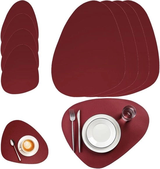 Set di piatti e sottopiatto lavabili da 4 pezzi - Resistente al calore e ovoidale - Per uso domestico, sala da pranzo, hotel e ufficio - 45 x 34 cm - Rosso