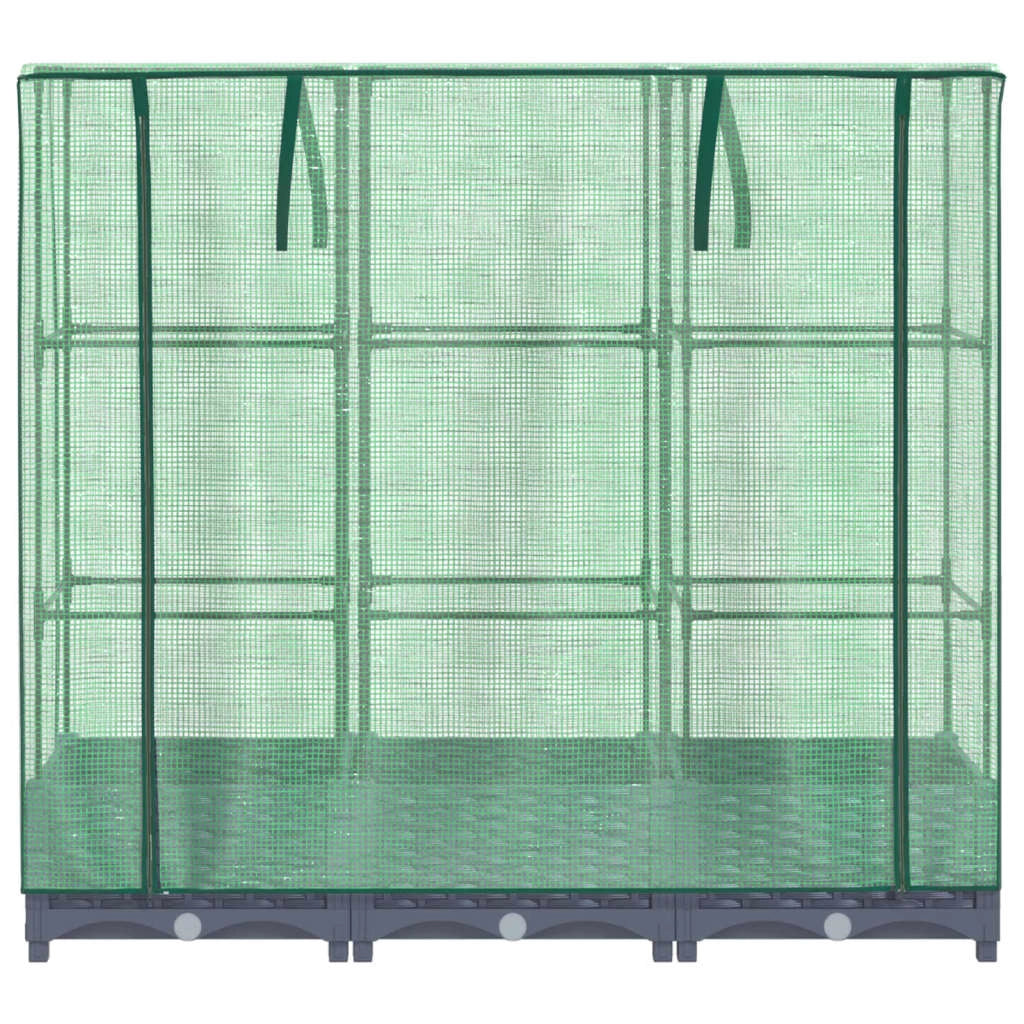 Aiuola rialzata/fioriera con copertura effetto rattan 120 x 40 x 123 cm blu/grigio 02_0038732