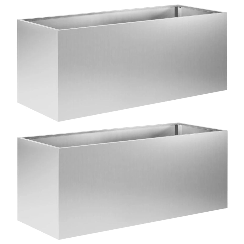 Vaso da giardino 2 pz Argento 100 x 40 x 40 cm Acciaio zincato 8005257
