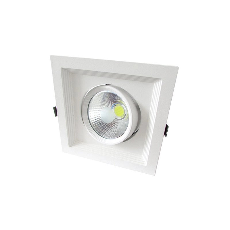 Faro Led Da Incasso COB 30W Bianco Freddo 220V Quadrato Orientabile Con Riflettore
