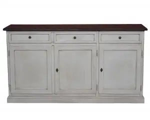 Credenza madia buffet in legno Shabby chic 3 ante mod Martini bicolore bianca anticato e noce