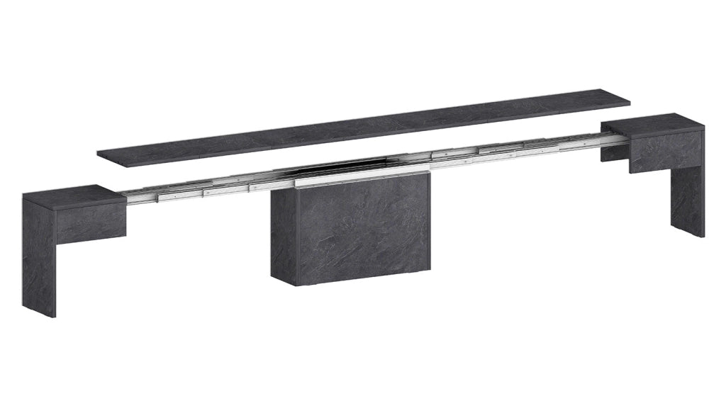 Set 2 Panche Allungabili 66/290x25x45 cm Pratika Singola A e B Grigio Ardesia