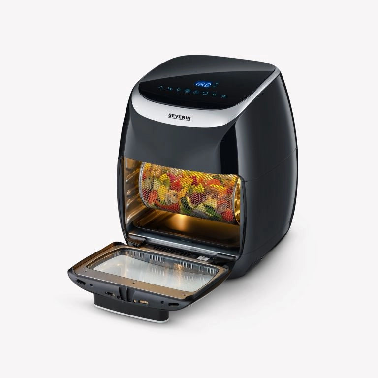 Severin fr 2446 friggitrice ad aria multifunzione, friggitrice aria con 11 litri di capacità e controllo touch, friggitrice senza grassi con numerosi accessori, nero