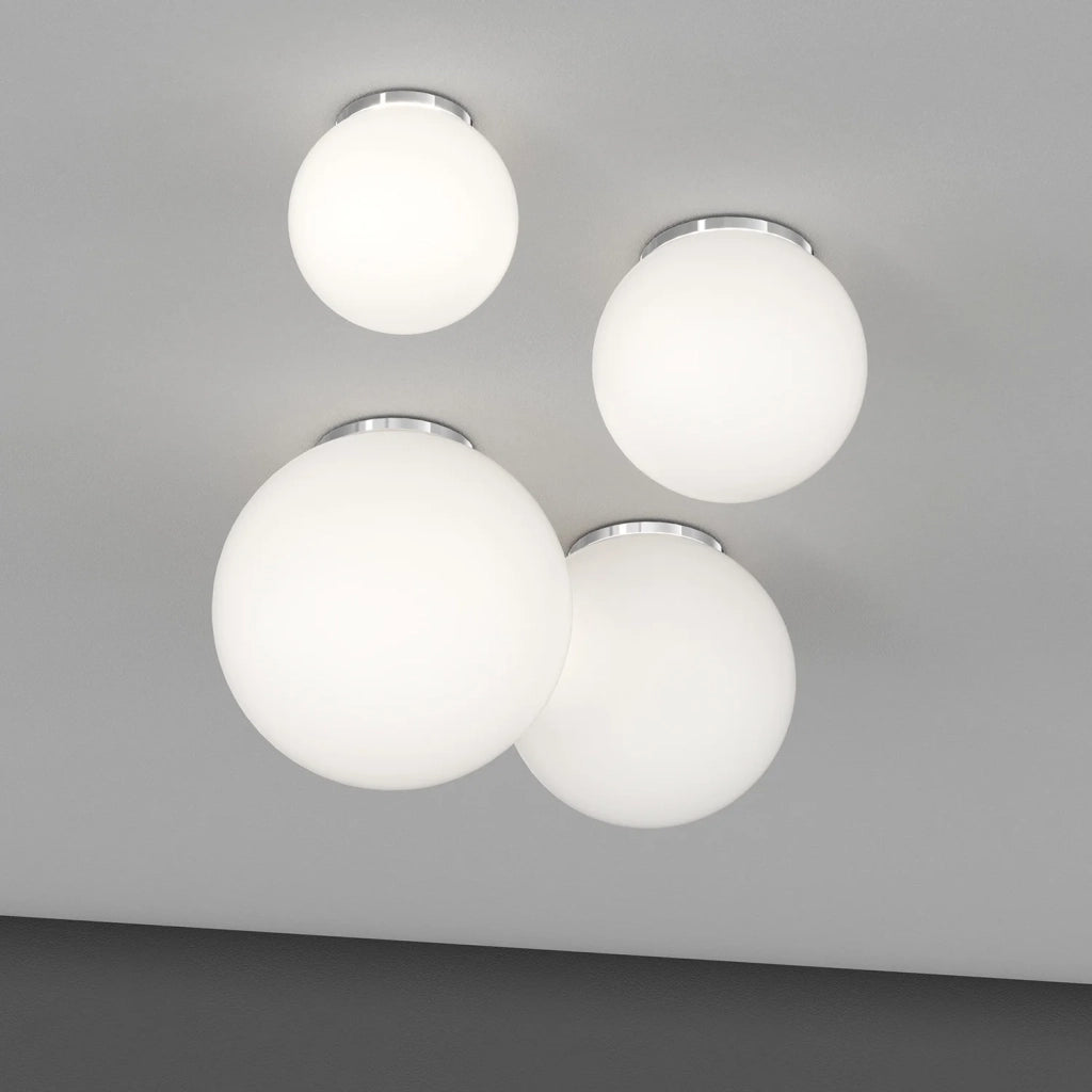 Plafoniera Contemporanea Mars Metallo Cromo Vetro Bianco 1 Luce E27 D25Cm