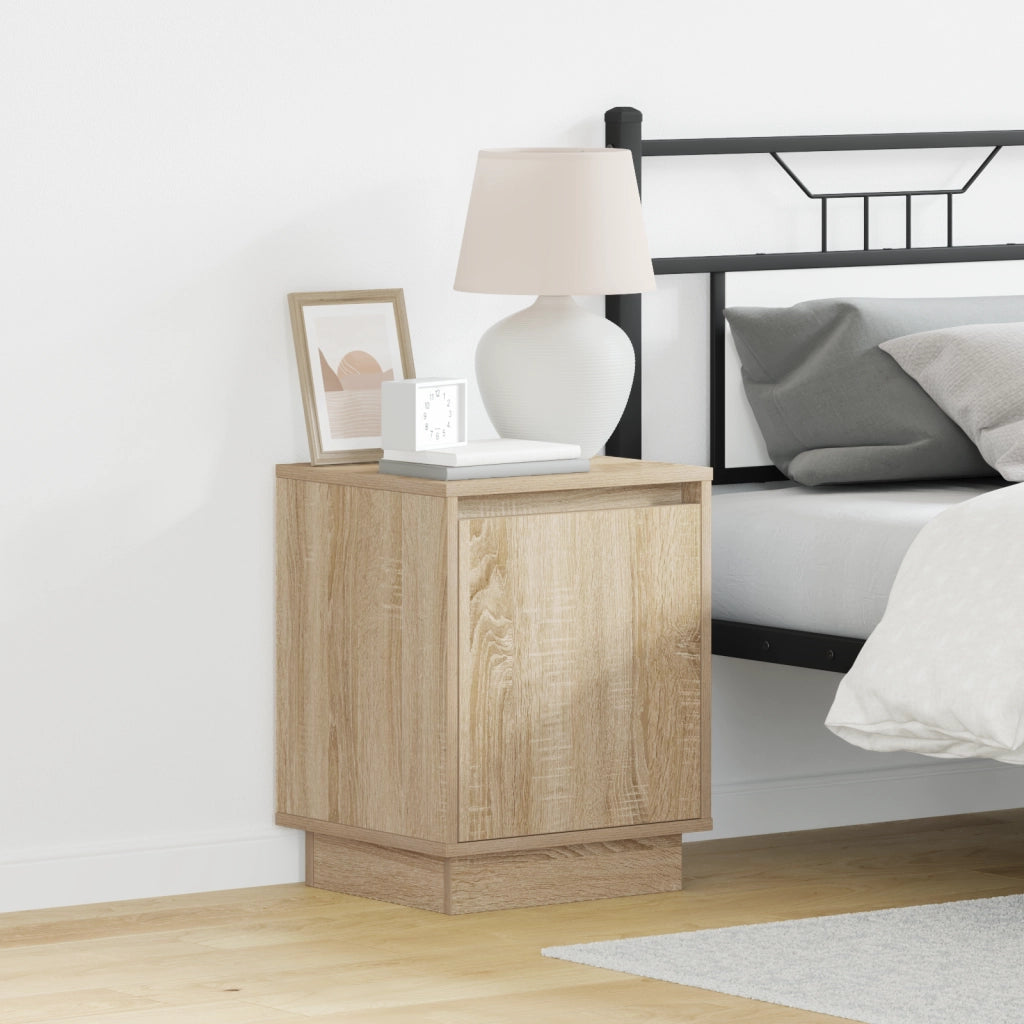 Cabinetti da Letto con Luci LED 2 pezzi Rovere Sonoma 39x34,5x50 cm