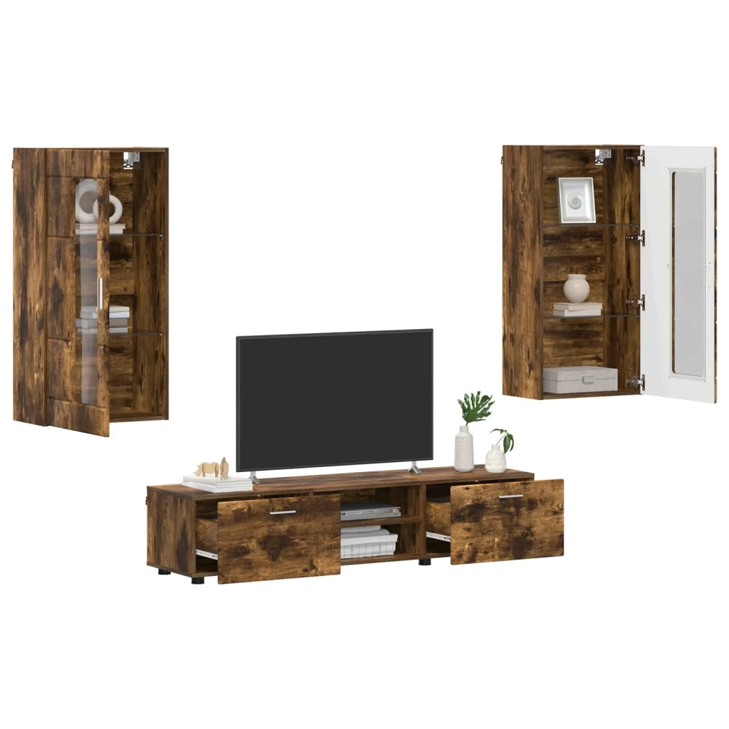 Set mobile TV FLORIN 3 pcs Rovere fumé Legno multistrato 3397929