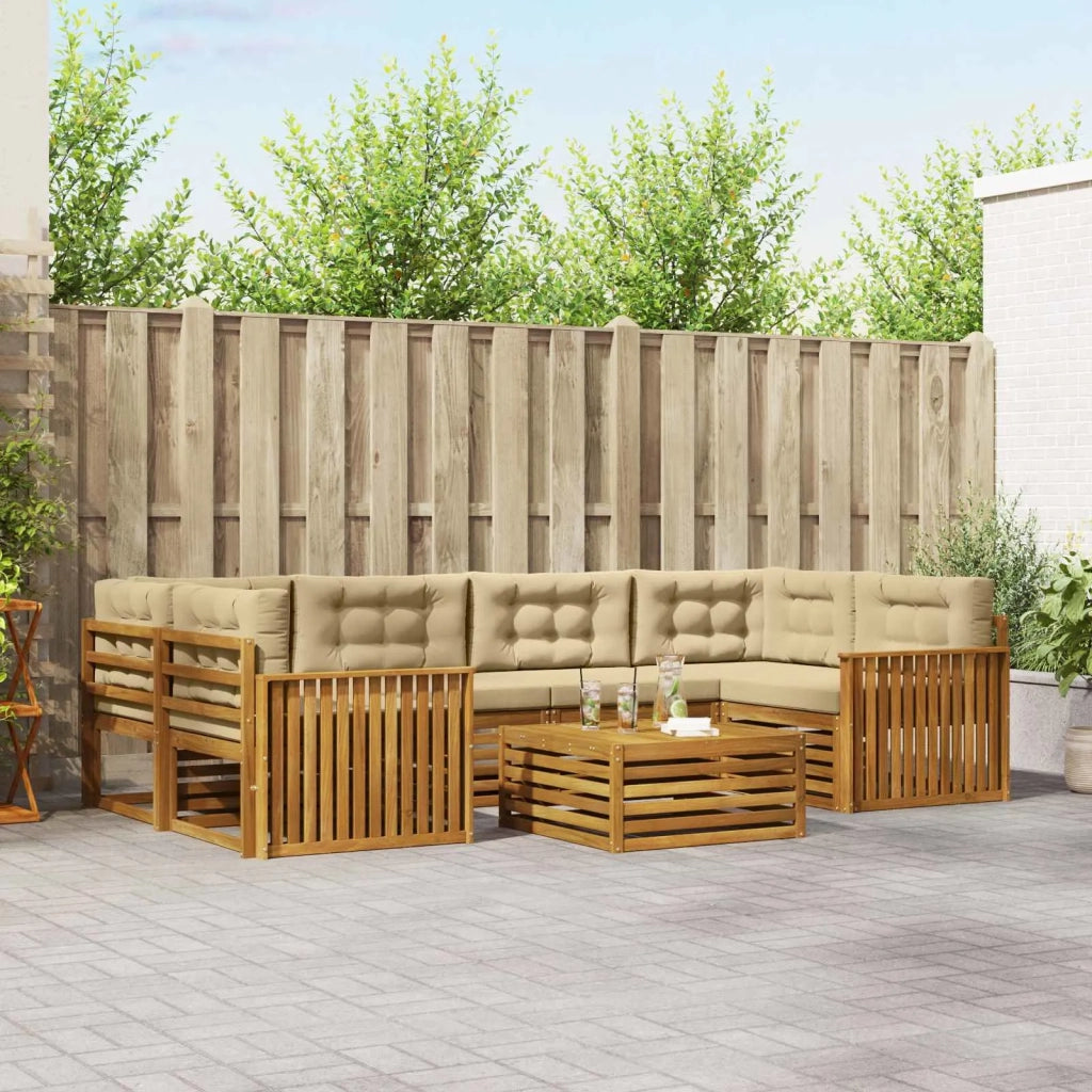 Set di divani da esterno con cuscino 7 pcs Naturale e Beige