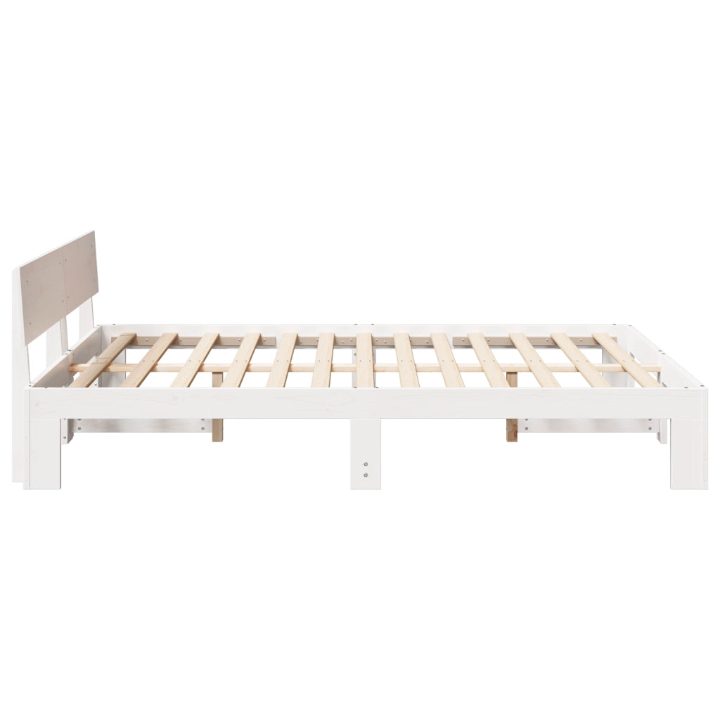 Struttura letto con testiera bianca 140x200 cm Legno massello di pino