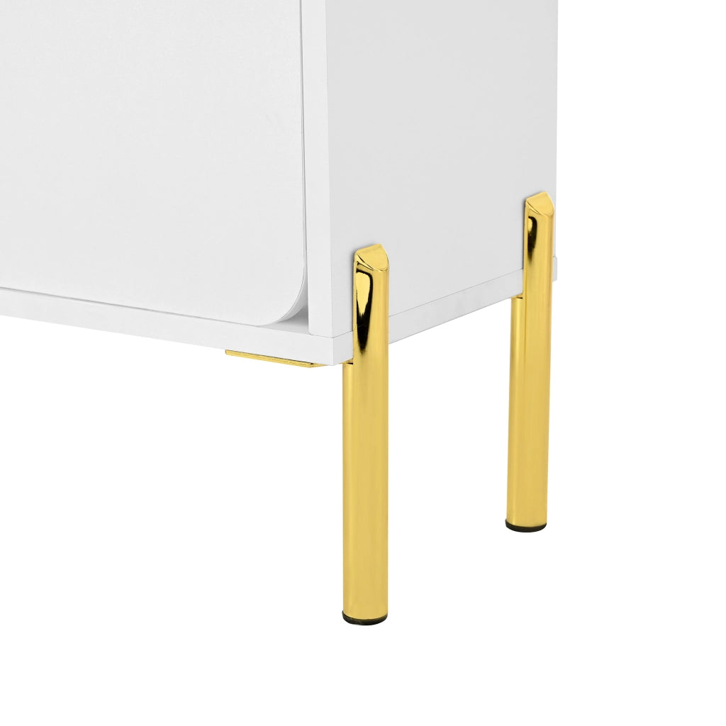 OKWISH Scarpiera con 3 Ante e Ripiani Interni, Senza Maniglie, per Ingresso o Balcone, MDF Bianco, 73 x 24 x 120 cm