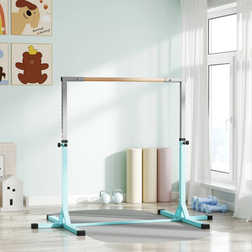 Barra orizzontale per bambini ¨C zephmum ¨C regolabile 92-150 cm, legno di faggio, ciano