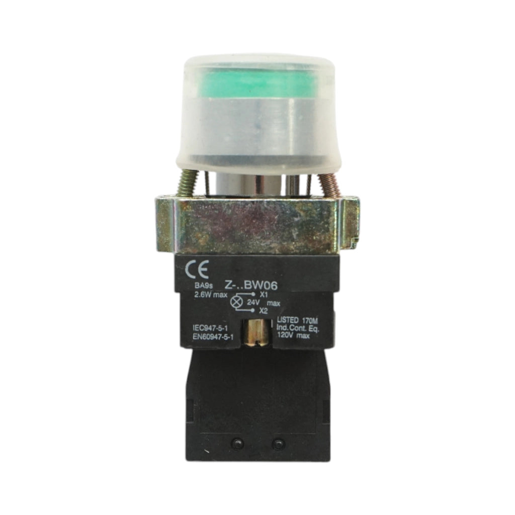 Lampada di segnalazione a corrente continua verde con protezione 1NO, 24V, IP65, LAY5 Breckner Germany