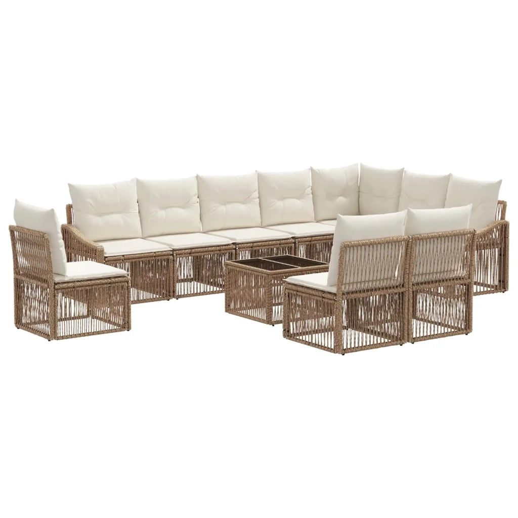 Set Divano da Giardino 11 pcs Beige polyrattan