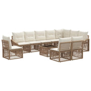 Set Divano da Giardino 11 pcs Beige polyrattan