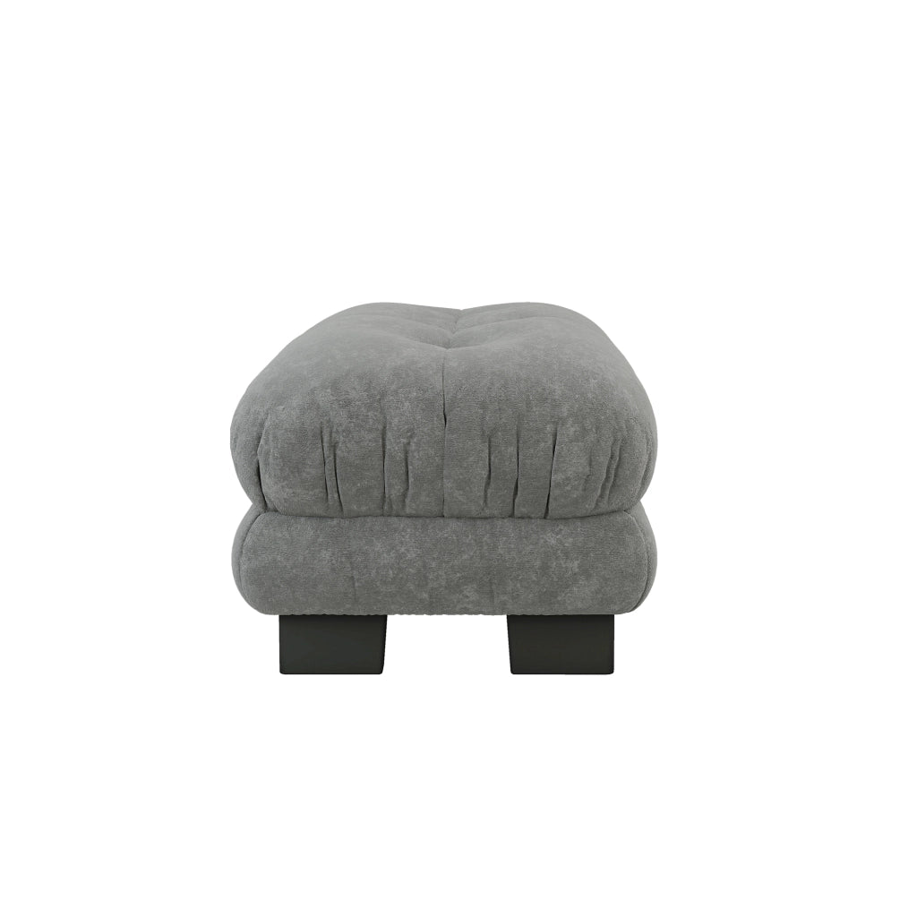 DIVANO modulare in chenille grigia con pouf mobili
