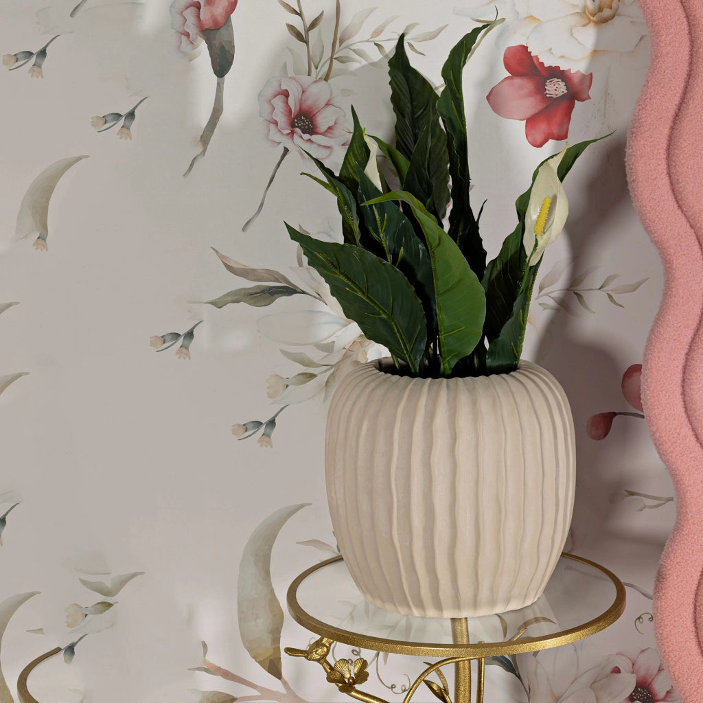 Pangni, Vaso Finitura Scanalata, Bianco Crema