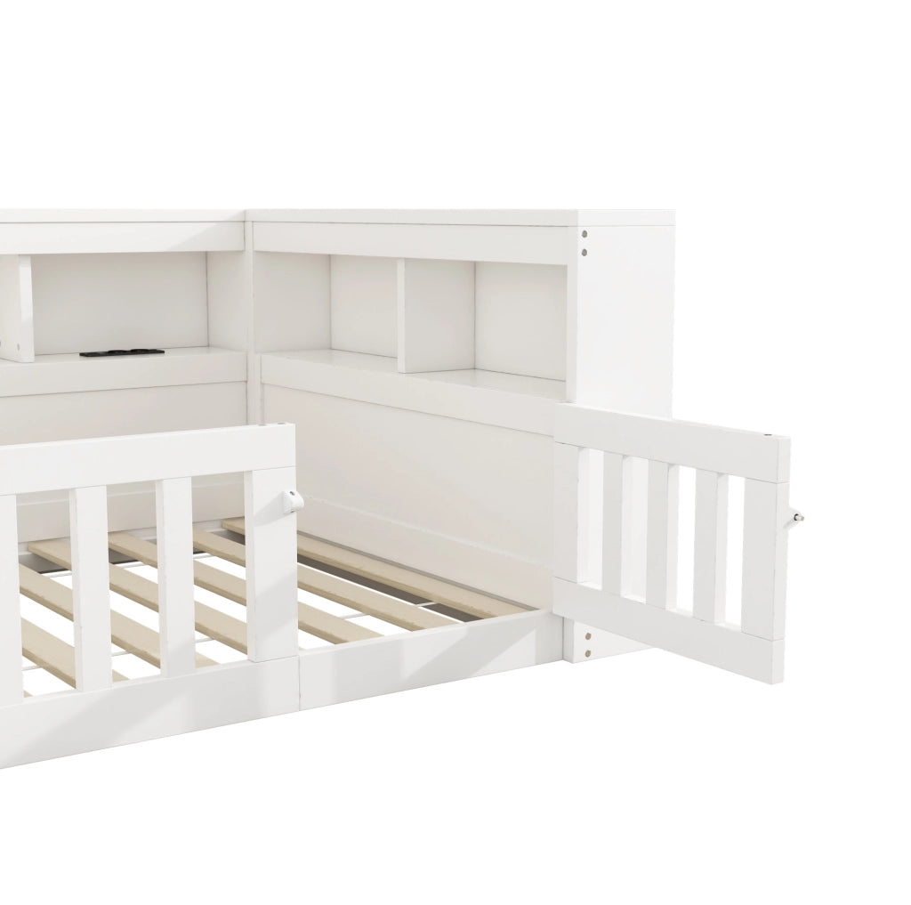 Daybed 90x200 cm con sponde, vano contenitore e presa USB