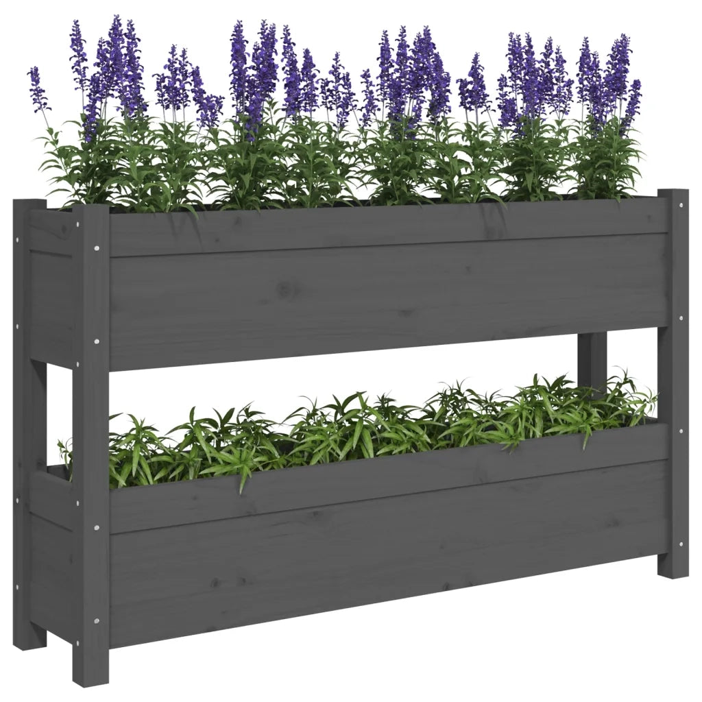 Fioriera Grigia 112x25x66 cm in Legno Massello di Pino 823929