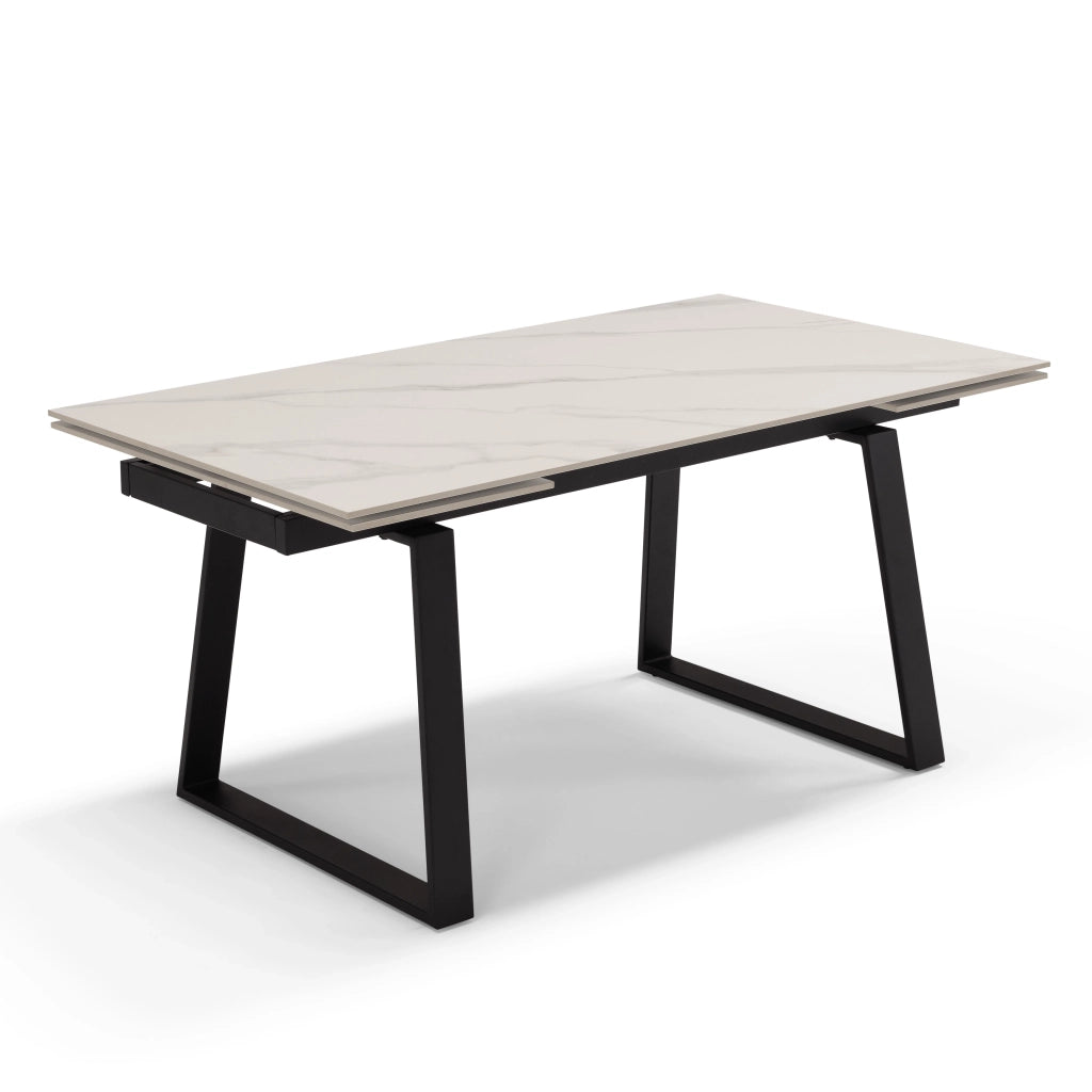 Tavolo allungabile da pranzo Marmo di Carrara 160x90 modello ATLAS fino a 240 CM per sala da pranzo, cucina e soggiorno, design moderno con top in grès ceramico