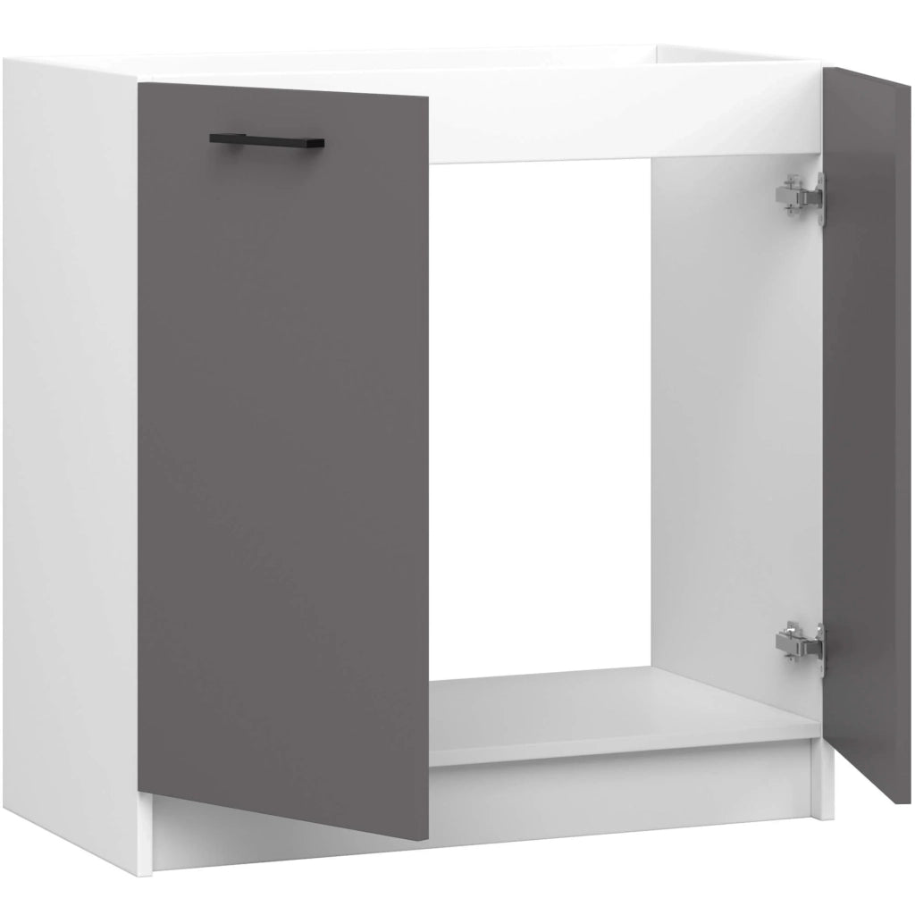 Mobile da cucina per incasso del forno AKORD S80 sistema OLIWIA Bianco 80 cm 2 ante inserto frontale Grigio Grafite 80x46x82 cm