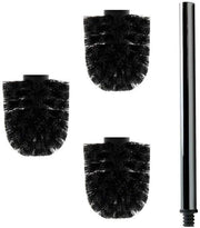 3 x Testine di Spazzola per WC in Nero Ø ca. 6,5 cm + 1 x Manico in Acciaio Inossidabile 41,5 cm - Spazzola per WC - Spazzola per WC - Spazzolone per WC - Rimpiazzabile - Design Moderno - Alta Qualità - Sostenibile