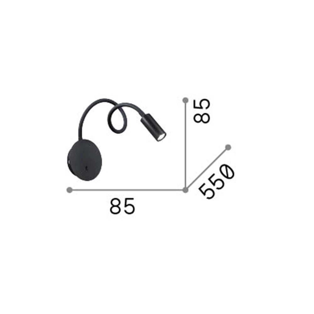 Applique Moderna Focus-2 Metallo Bianco Led 3,5W 3000K Luce Calda