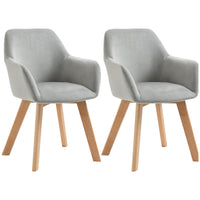 Set 2 Sedie Imbottite 54x57x80 cm in Velluto e Legno Grigio
