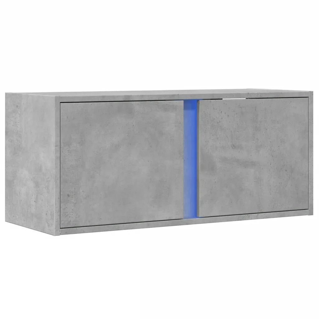 Mobile TV a Parete con Luci LED-Mobile TV a Muro Grigio Cemento 80x31x35 cm 327637