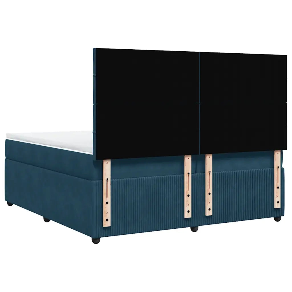 Giroletto a Molle con Materasso Blu Scuro 200x200 cm in Velluto
