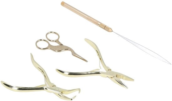 Set di estensioni capillari professionale a microlink - estensione capillare - set di microestensioni - 4 pezzi - alta qualità acciaio inossidabile - set di estensioni capillari
